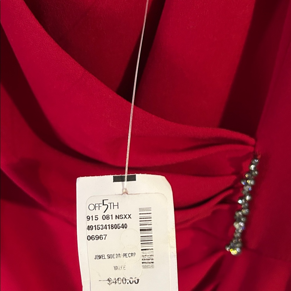 Red V-Neck Ruffle Midi Dress - Picture 5 of 5